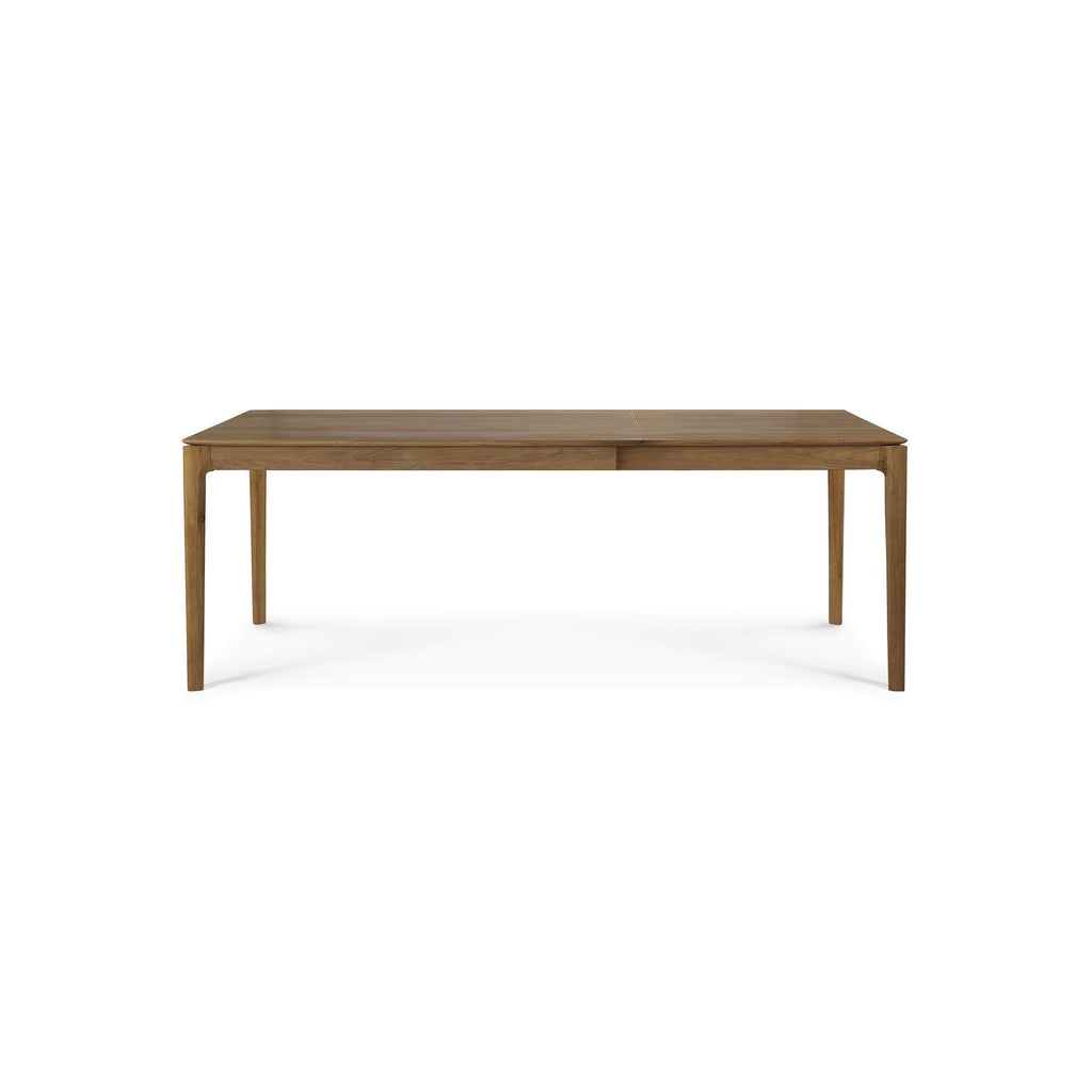 Table à manger extensible en teck naturel avec rallonge dissimulée pour salle à manger