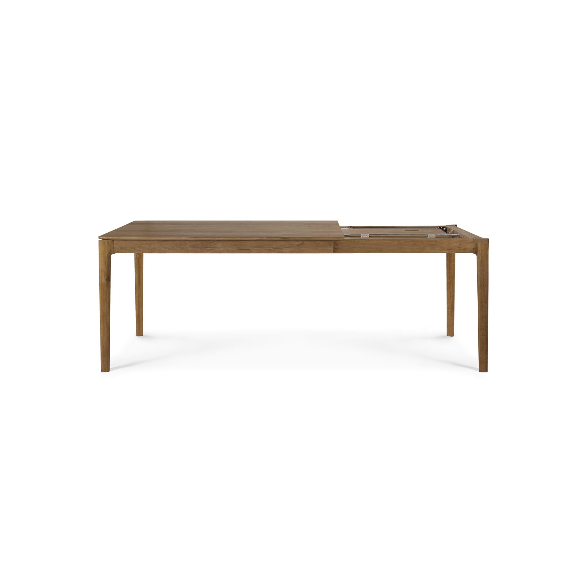 Table à manger extensible en teck naturel avec rallonge dissimulée pour salle à manger