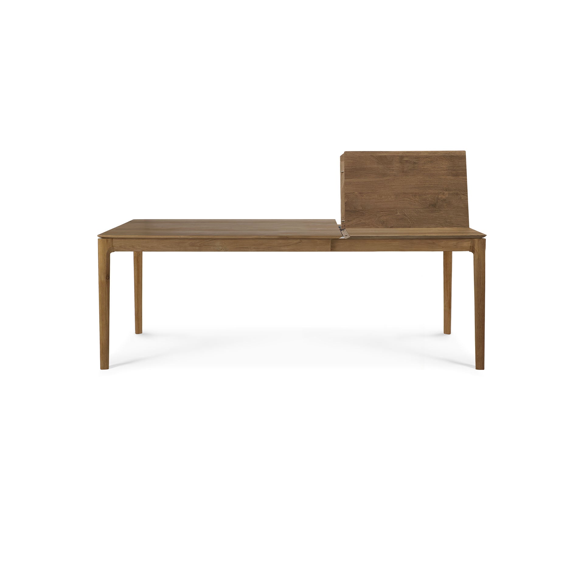 Table à manger extensible en teck naturel avec rallonge dissimulée pour salle à manger