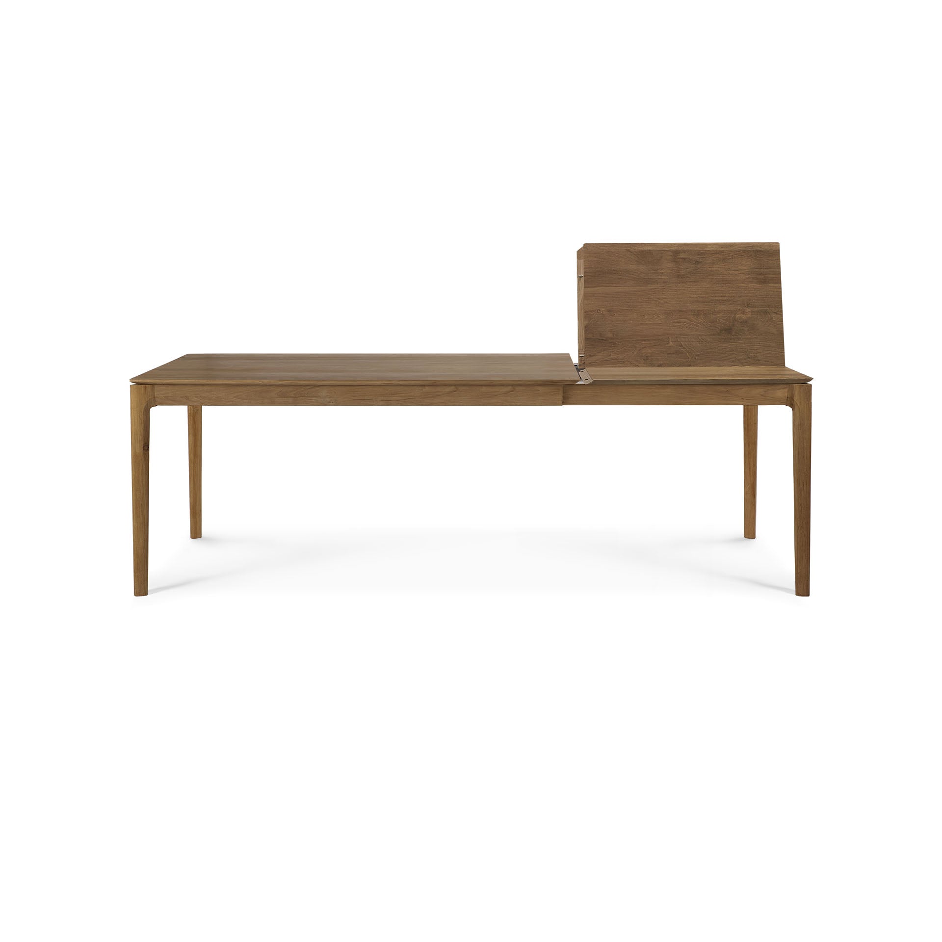 Table à manger extensible en teck naturel avec rallonge dissimulée pour salle à manger