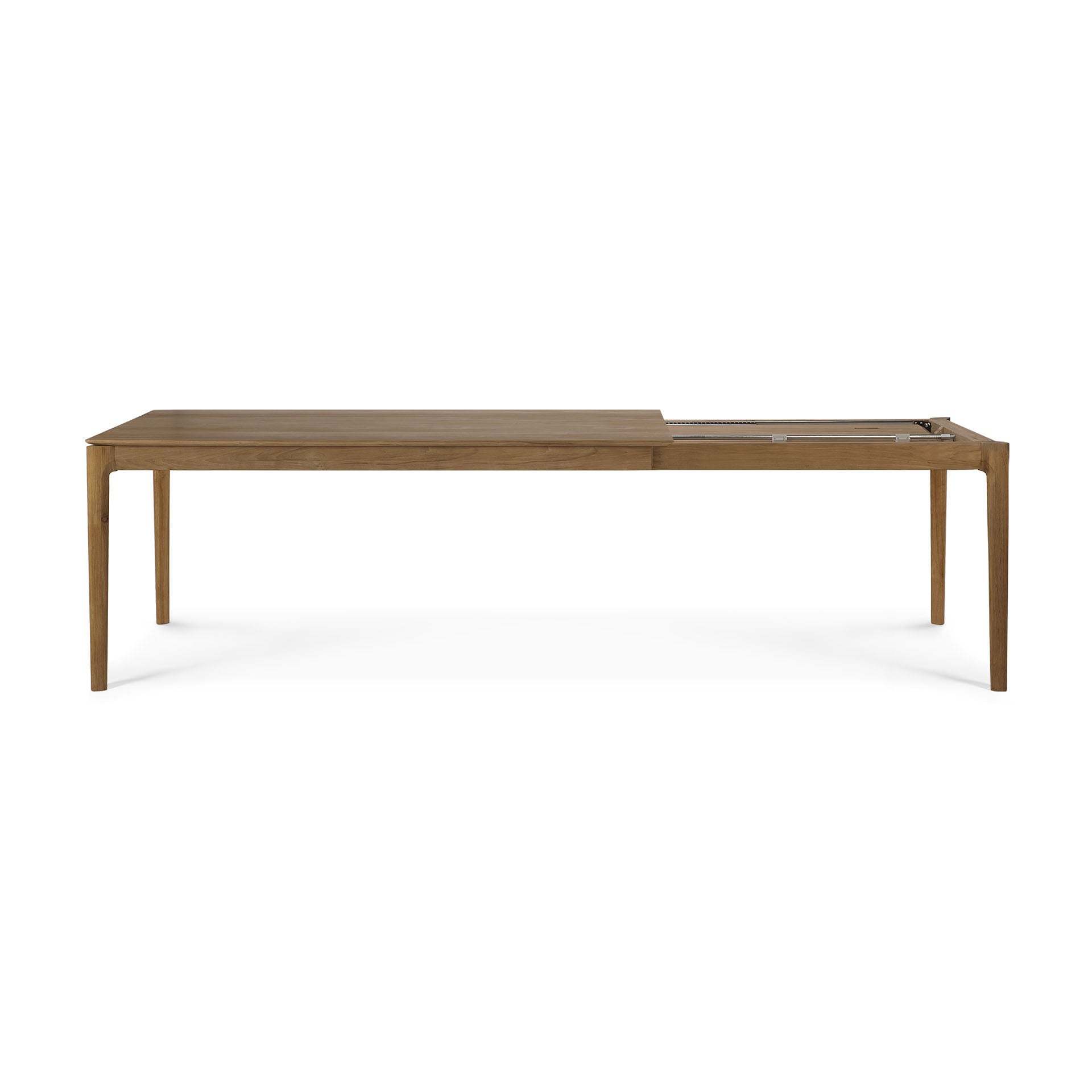 Table à manger extensible en teck naturel avec rallonge dissimulée pour salle à manger