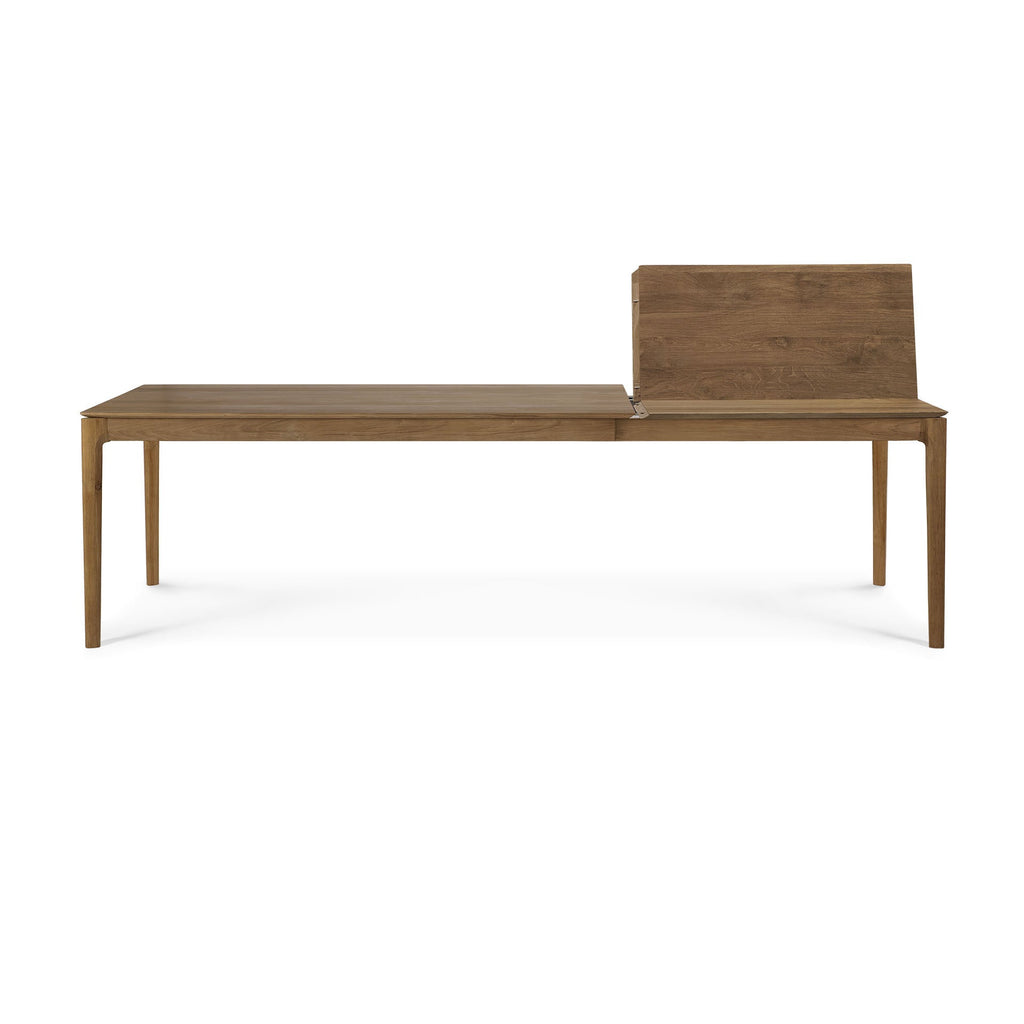 Table à manger extensible en teck naturel avec rallonge dissimulée pour salle à manger