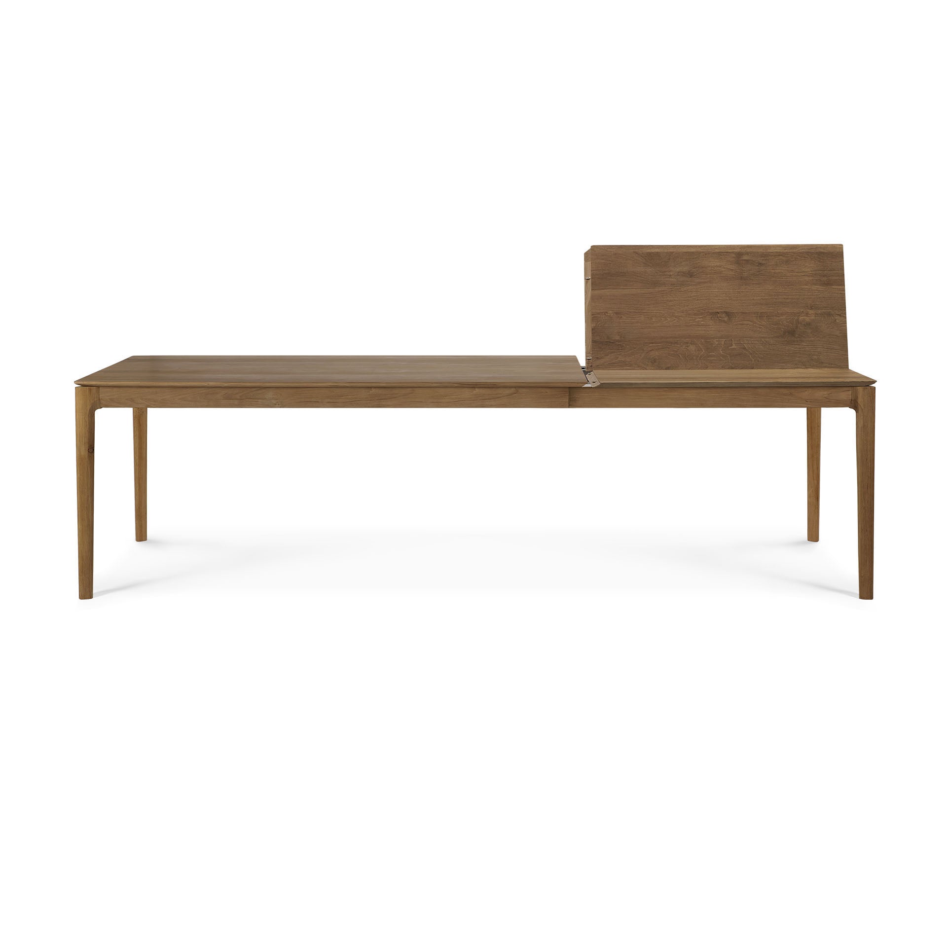 Table à manger extensible en teck naturel avec rallonge dissimulée pour salle à manger