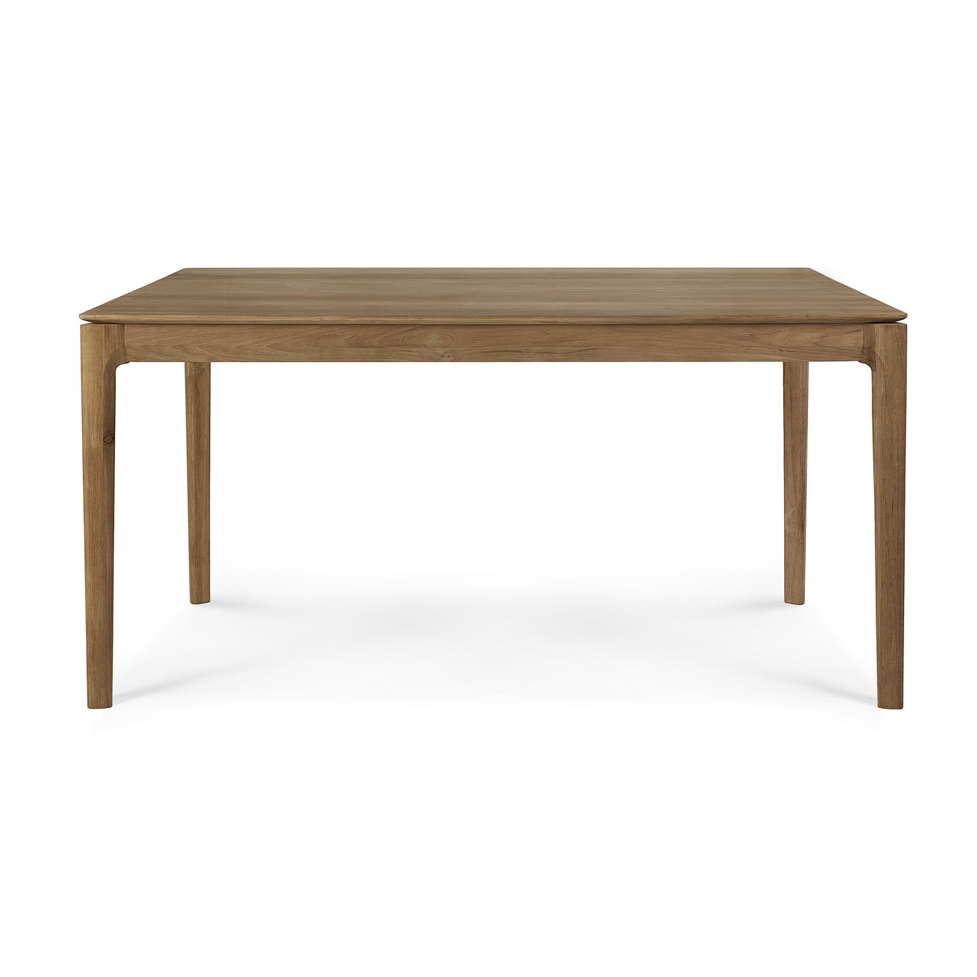 Table à manger en teck massif naturel avec texture de grain brut pour salle à manger