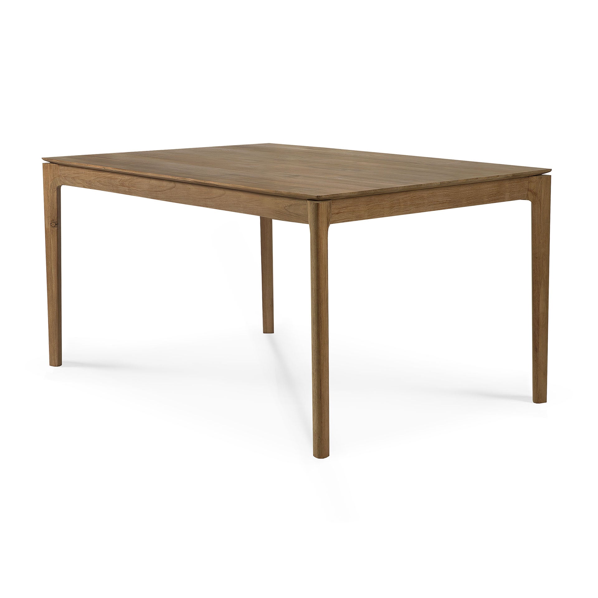Table à manger en teck massif naturel avec texture de grain brut pour salle à manger