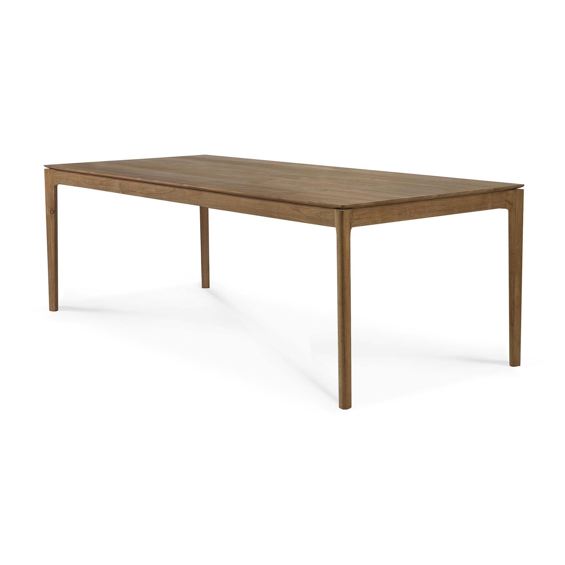 Table à manger en teck massif naturel avec texture de grain brut pour salle à manger