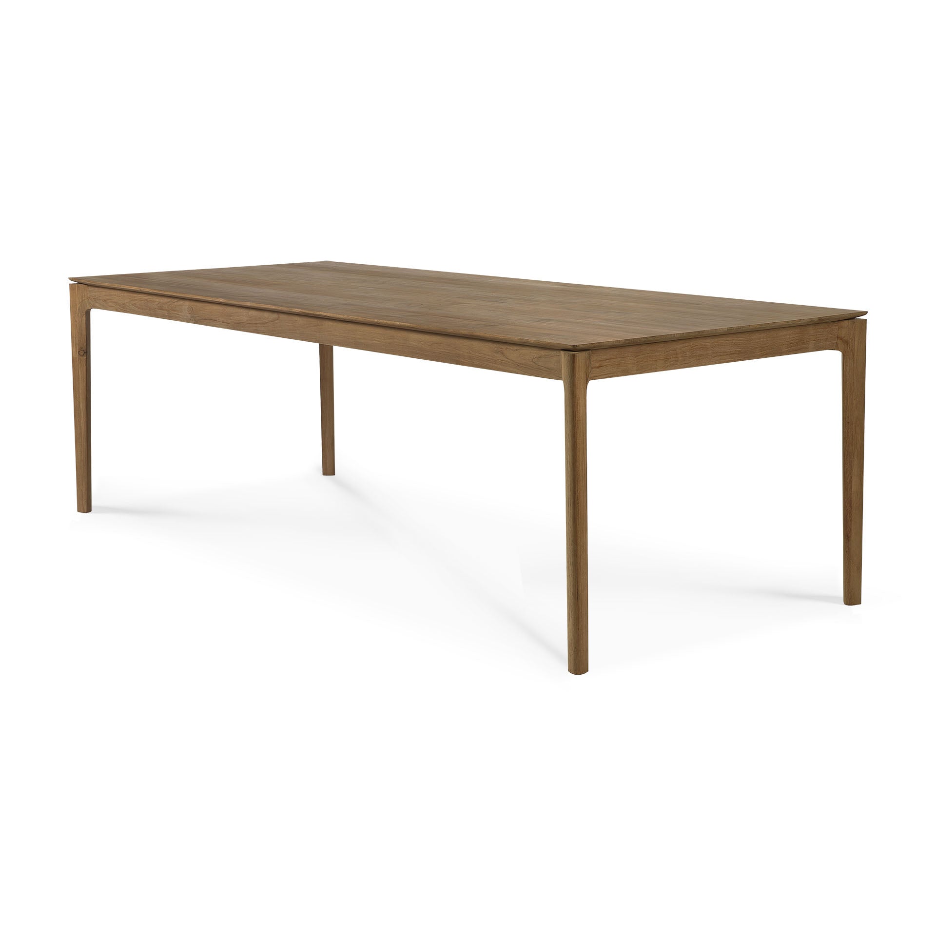 Table à manger en teck massif naturel avec texture de grain brut pour salle à manger