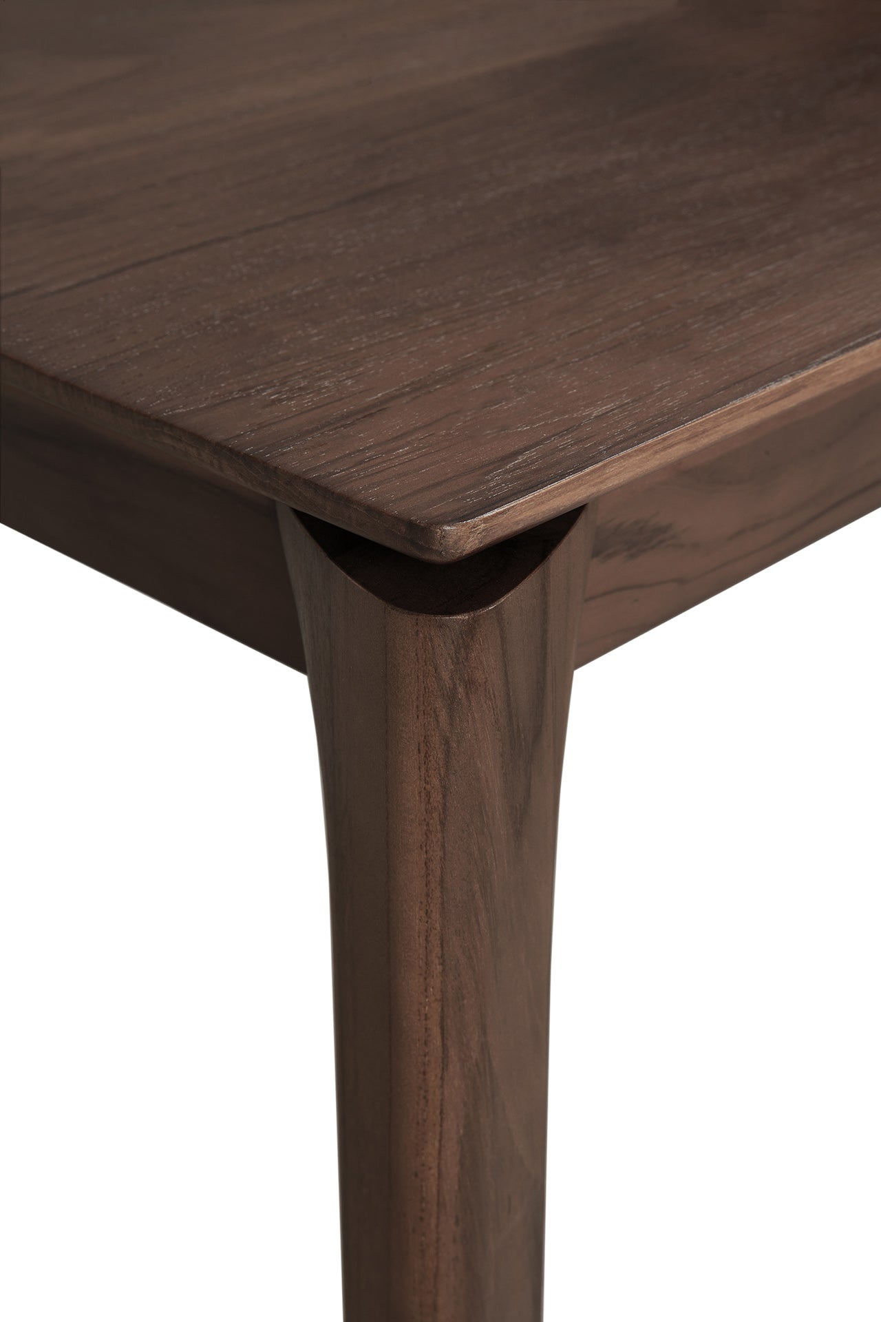Table à manger en teck massif naturel avec texture de grain brut pour salle à manger
