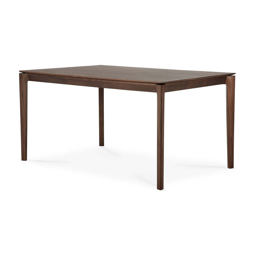Table à manger en teck massif naturel avec texture de grain brut pour salle à manger
