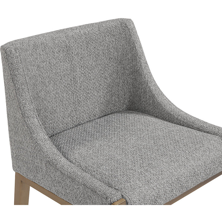 Tabouret de bar moderne en tissu et laiton avec assise texturée et rembourrée pour cuisine et salle à manger