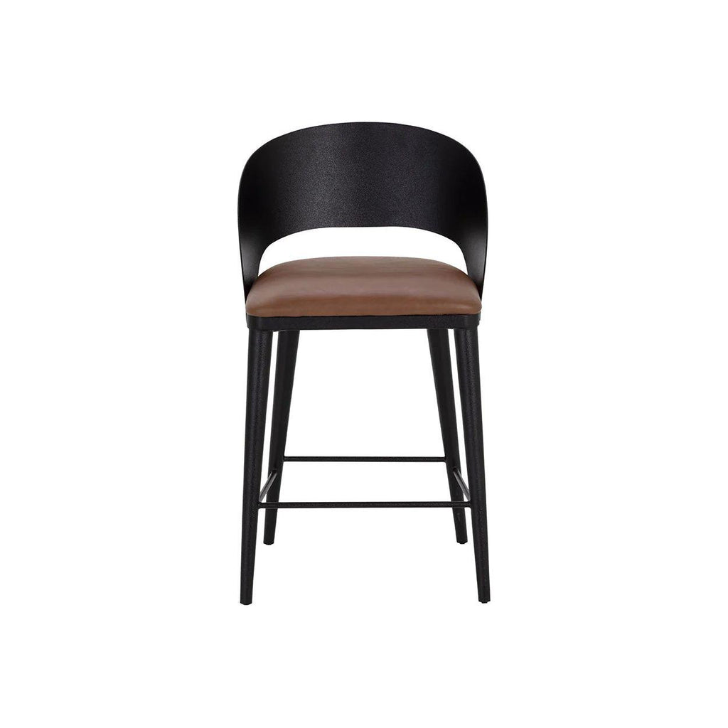 Tabouret de bar et de comptoir élégant en cuir et métal avec assise rembourrée pour cuisine et salle à manger