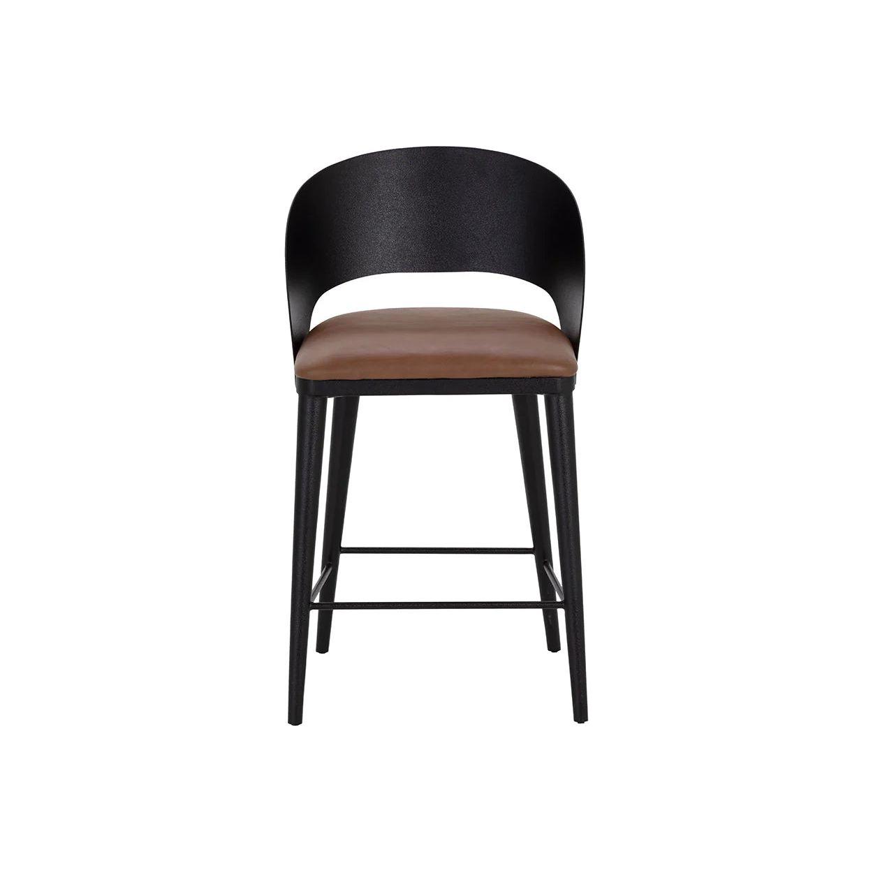 Tabouret de bar et de comptoir élégant en cuir et métal avec assise rembourrée pour cuisine et salle à manger
