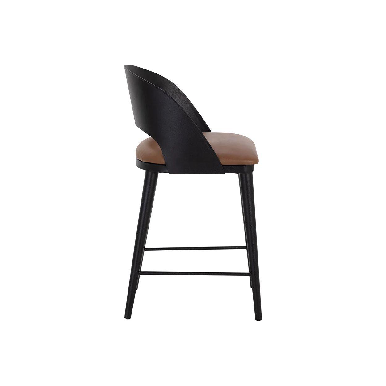 Tabouret de bar et de comptoir élégant en cuir et métal avec assise rembourrée pour cuisine et salle à manger