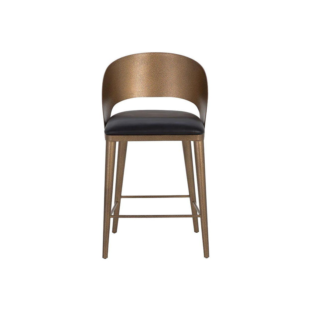 Tabouret de bar et de comptoir élégant en cuir et métal avec assise rembourrée pour cuisine et salle à manger