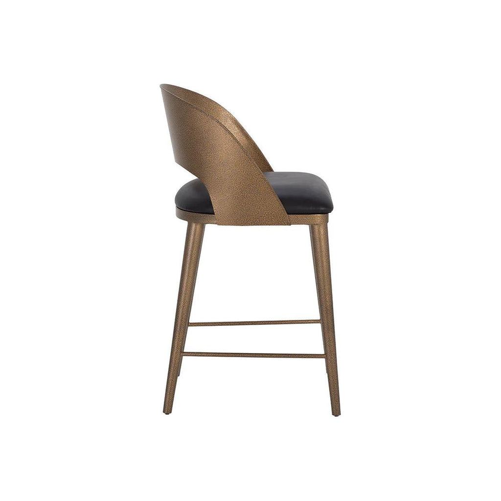 Tabouret de bar et de comptoir élégant en cuir et métal avec assise rembourrée pour cuisine et salle à manger