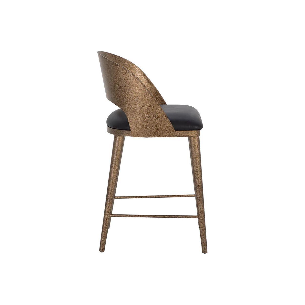 Tabouret de bar et de comptoir élégant en cuir et métal avec assise rembourrée pour cuisine et salle à manger