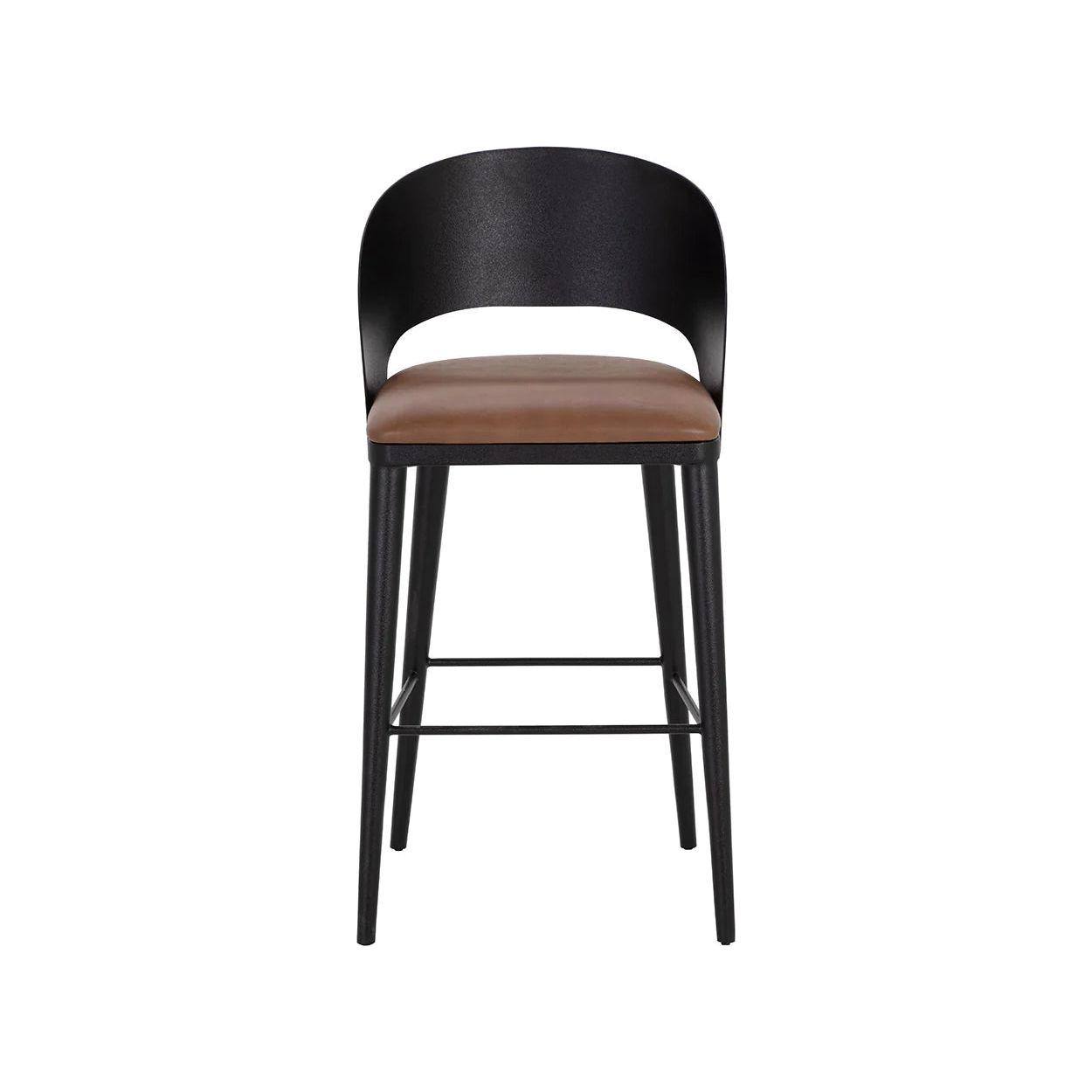 Tabouret de bar et de comptoir élégant en cuir et métal avec assise rembourrée pour cuisine et salle à manger