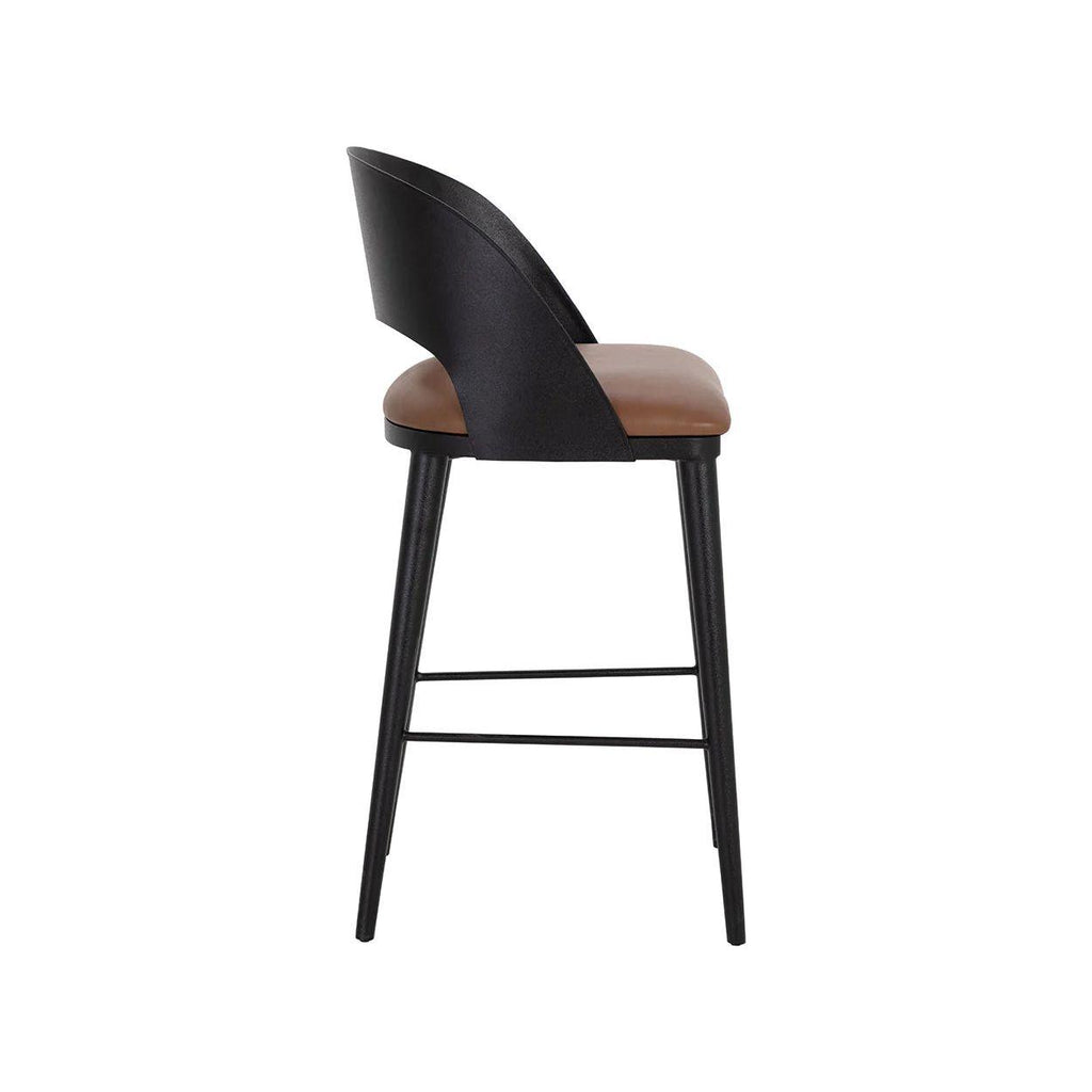 Tabouret de bar et de comptoir élégant en cuir et métal avec assise rembourrée pour cuisine et salle à manger