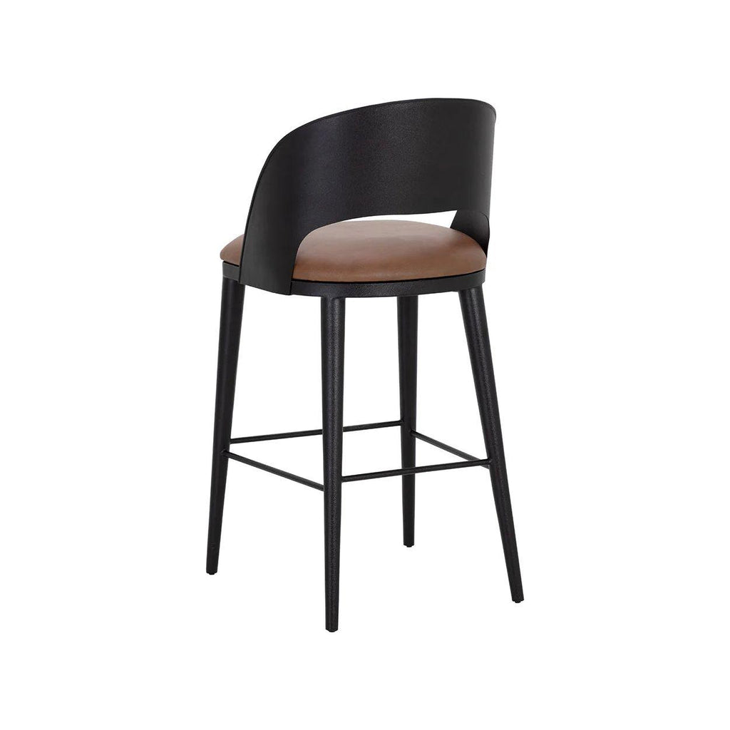 Tabouret de bar et de comptoir élégant en cuir et métal avec assise rembourrée pour cuisine et salle à manger
