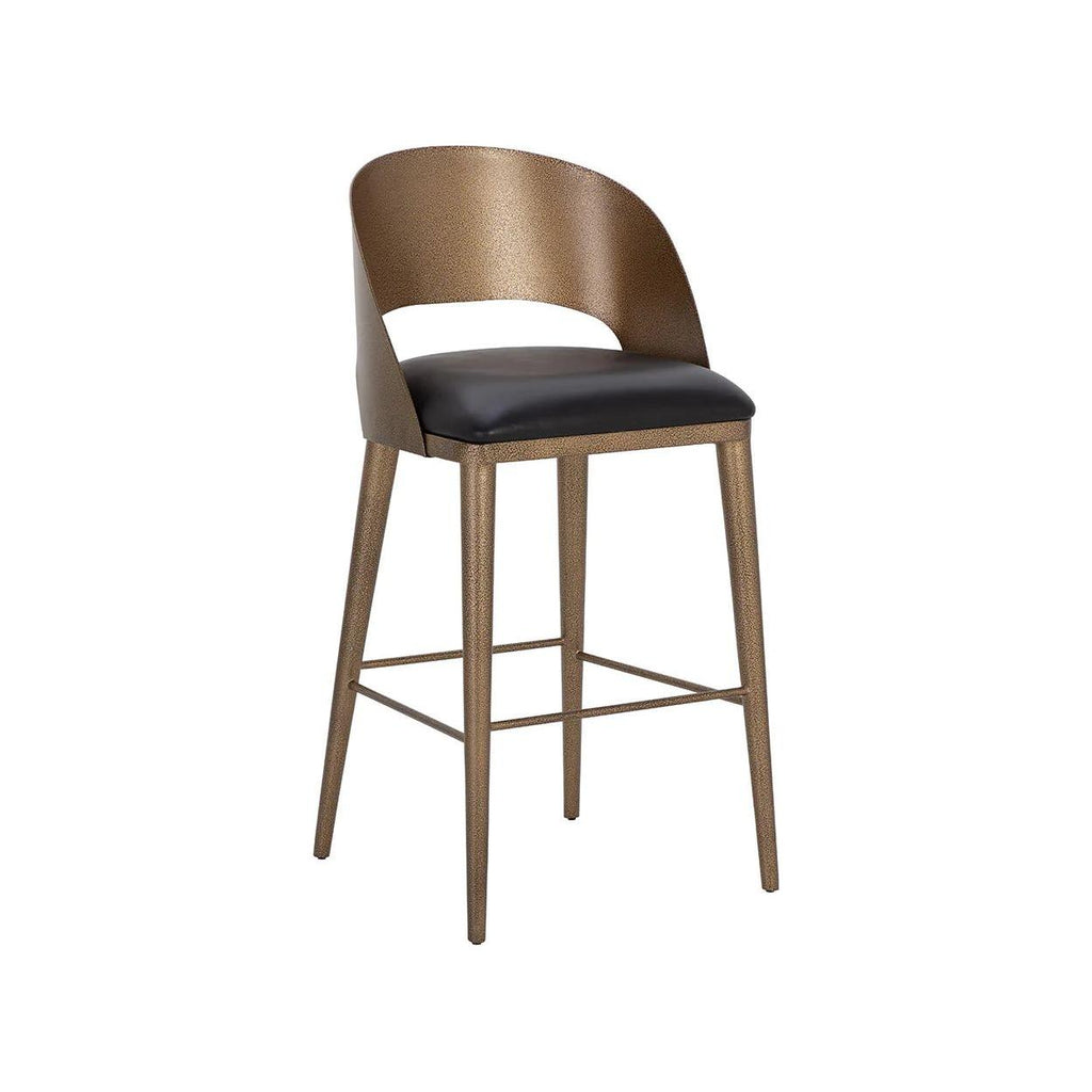 Tabouret de bar et de comptoir élégant en cuir et métal avec assise rembourrée pour cuisine et salle à manger
