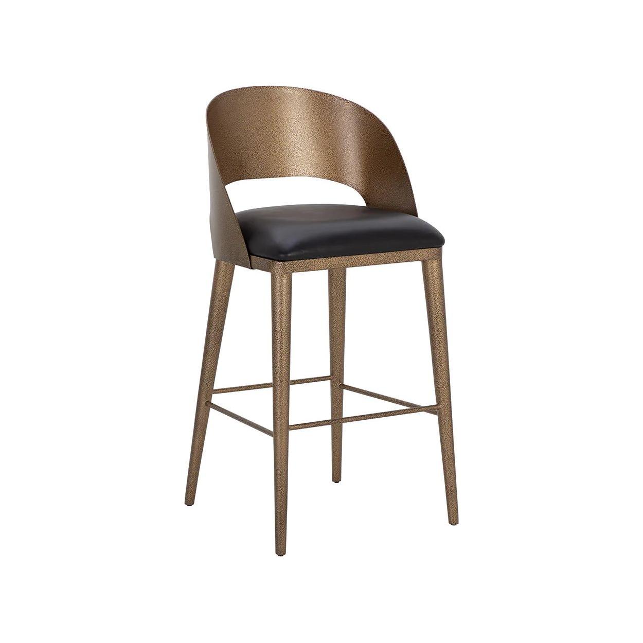 Tabouret de bar et de comptoir élégant en cuir et métal avec assise rembourrée pour cuisine et salle à manger