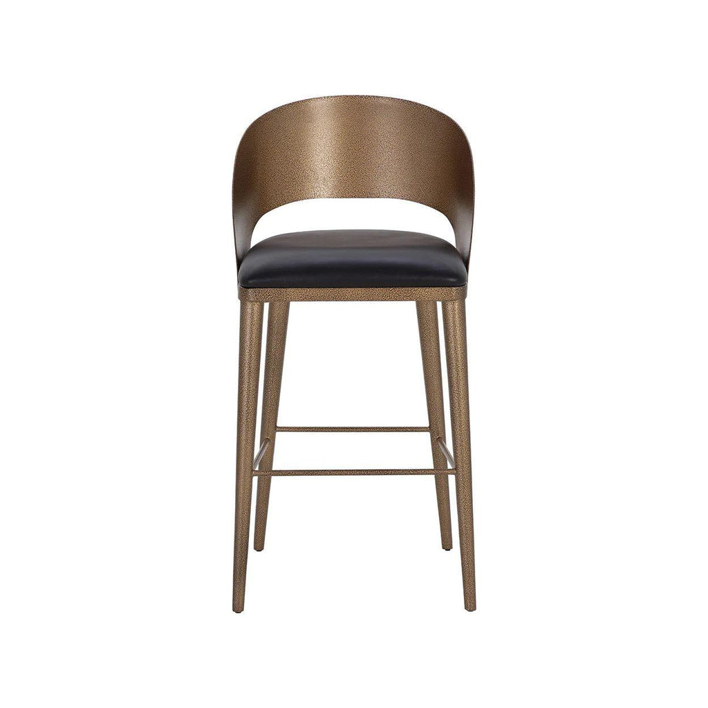 Tabouret de bar et de comptoir élégant en cuir et métal avec assise rembourrée pour cuisine et salle à manger