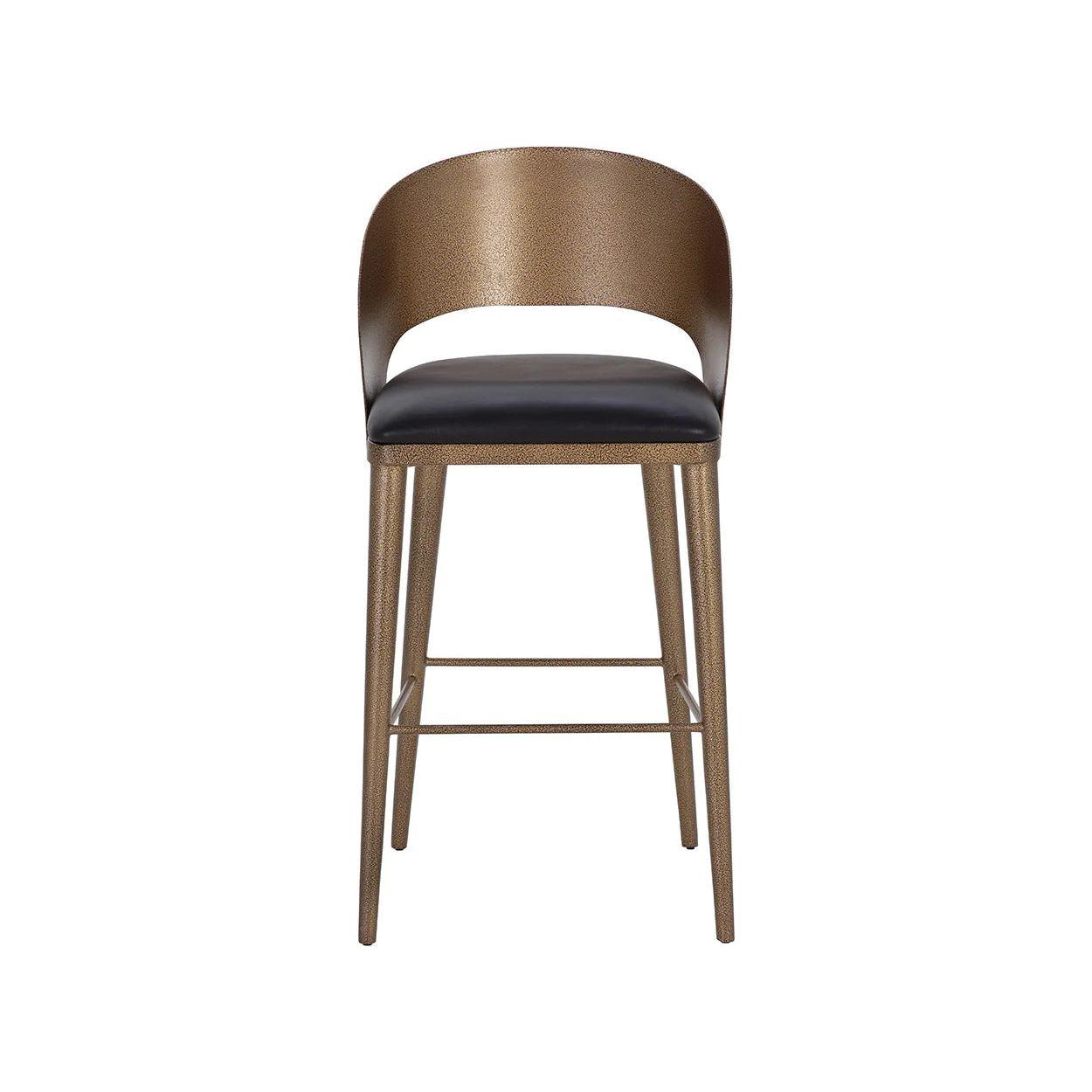 Tabouret de bar et de comptoir élégant en cuir et métal avec assise rembourrée pour cuisine et salle à manger