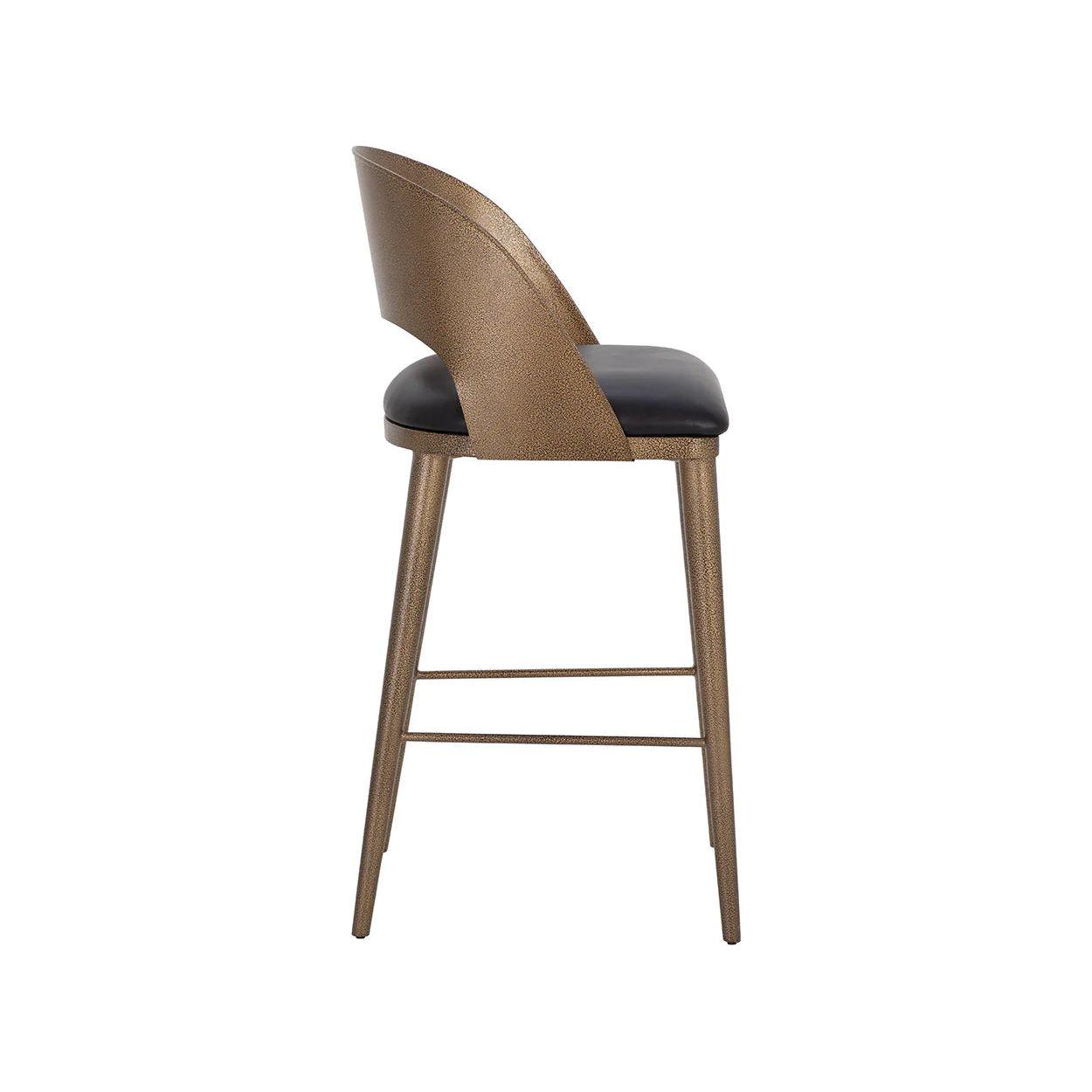 Tabouret de bar et de comptoir élégant en cuir et métal avec assise rembourrée pour cuisine et salle à manger