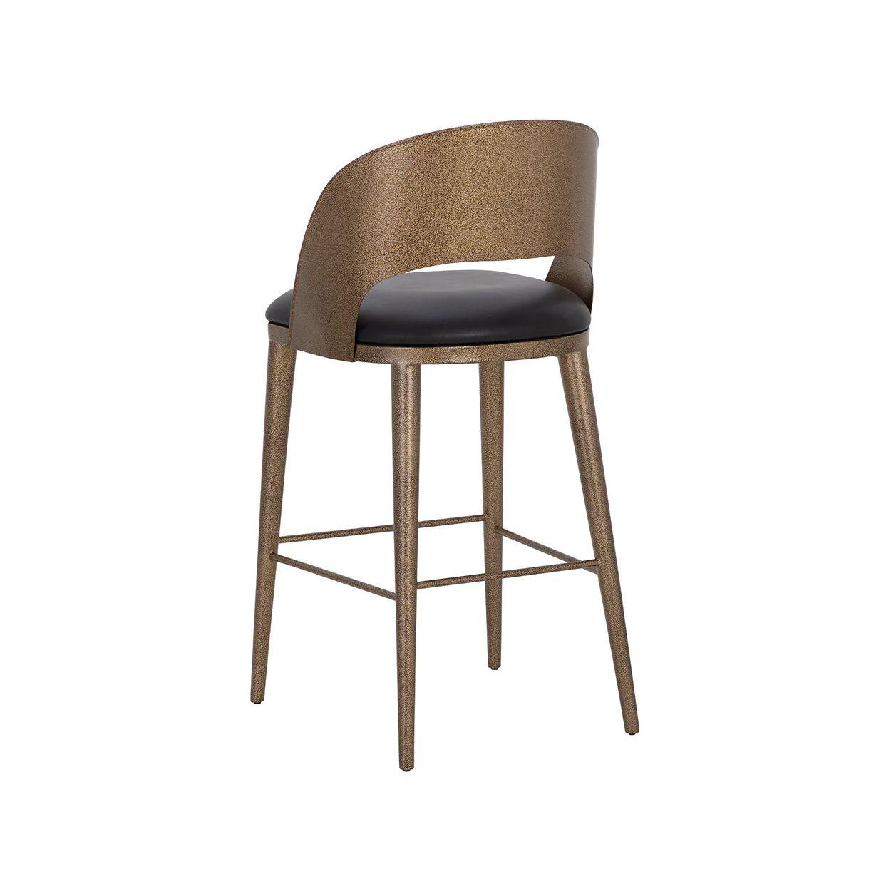 Tabouret de bar et de comptoir élégant en cuir et métal avec assise rembourrée pour cuisine et salle à manger