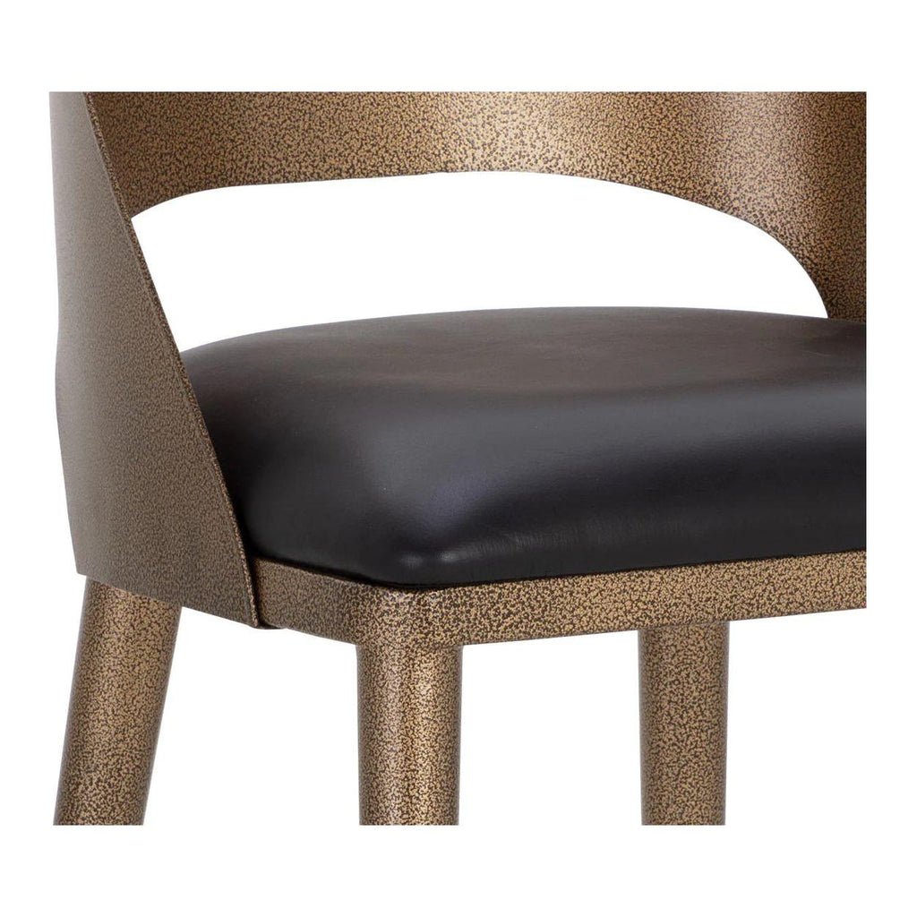 Tabouret de bar et de comptoir élégant en cuir et métal avec assise rembourrée pour cuisine et salle à manger
