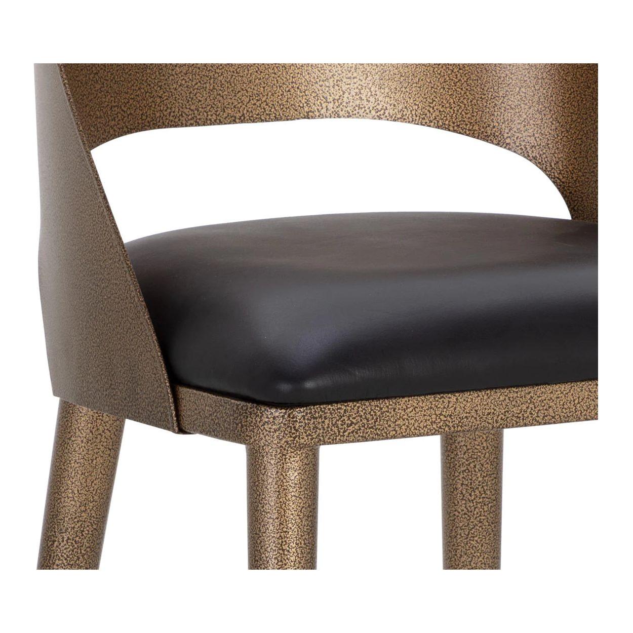Tabouret de bar et de comptoir élégant en cuir et métal avec assise rembourrée pour cuisine et salle à manger