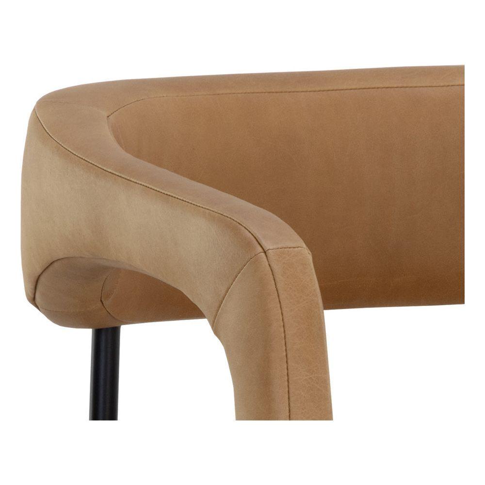 Tabouret de comptoir contemporain en cuir et métal avec accoudoirs et cadre thermolaqué pour cuisine et salle à manger