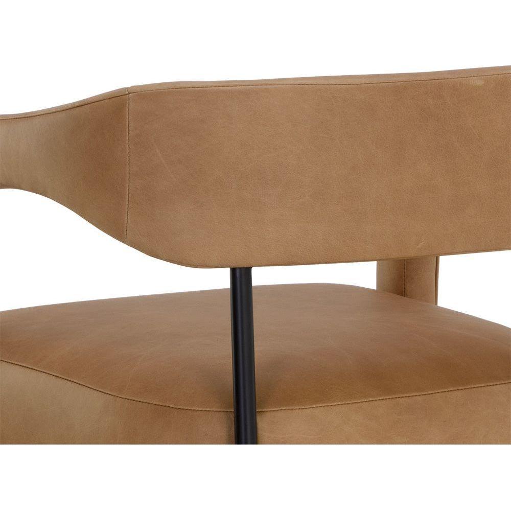 Tabouret de comptoir contemporain en cuir et métal avec accoudoirs et cadre thermolaqué pour cuisine et salle à manger