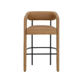 Tabouret de bar moderne en cuir et métal avec accoudoirs et cadre noir mat pour cuisine et salle à manger