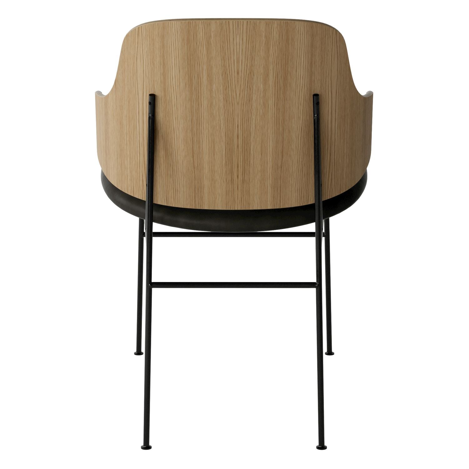 Chaise de salle à manger en chêne et laine Mid-Century avec dossier organique en forme de coque pour salle à manger