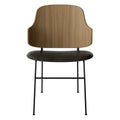 Chaise de salle à manger en chêne et laine Mid-Century avec dossier organique en forme de coque pour salle à manger