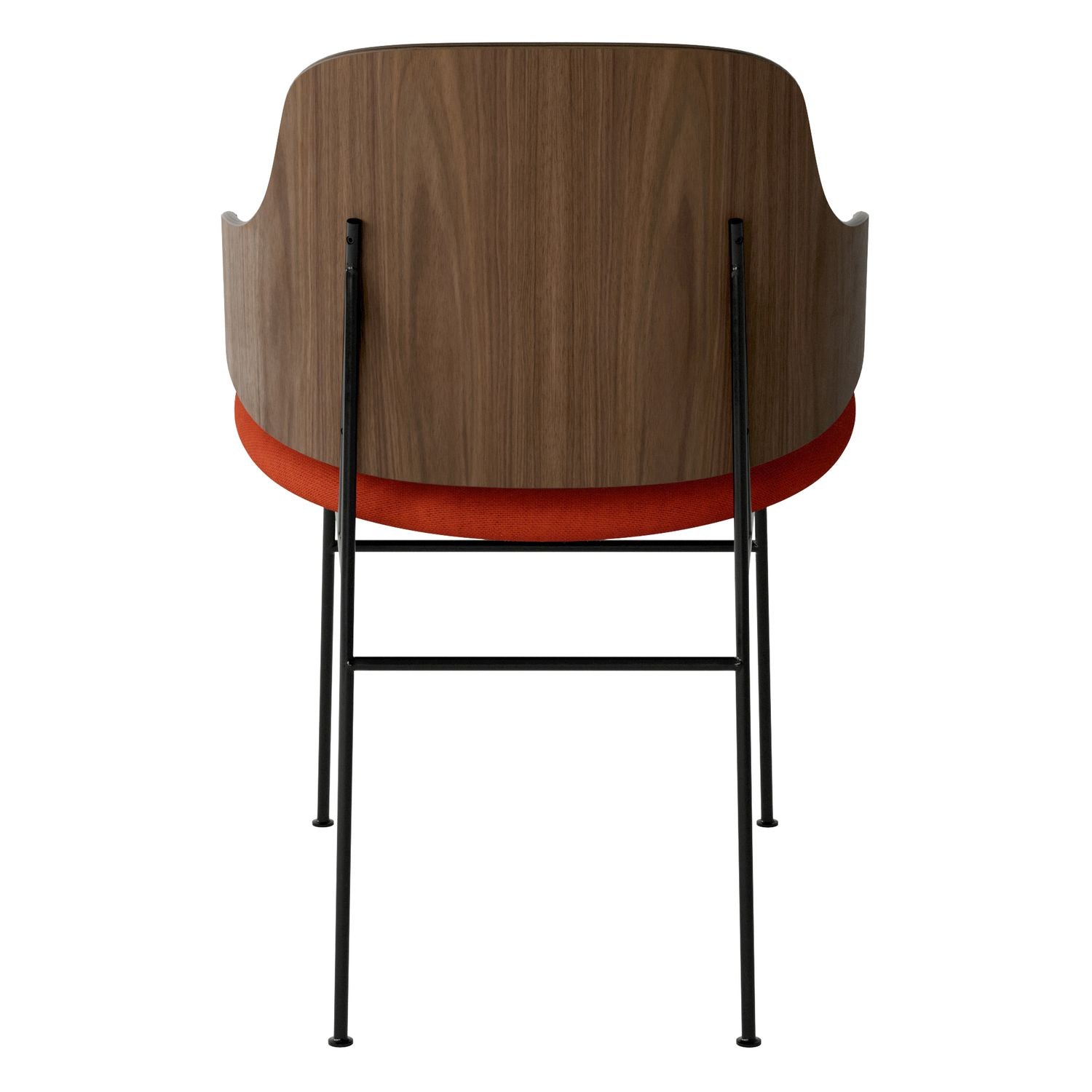 Chaise de salle à manger en chêne et laine Mid-Century avec dossier organique en forme de coque pour salle à manger