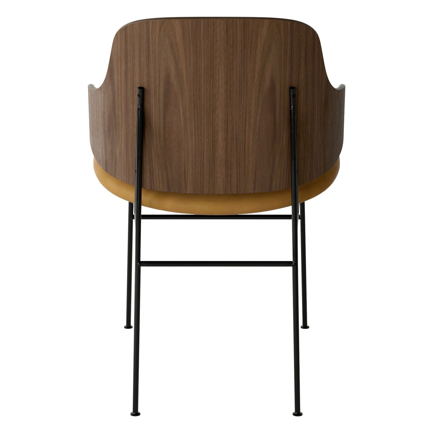 Chaise de salle à manger en chêne et laine Mid-Century avec dossier organique en forme de coque pour salle à manger