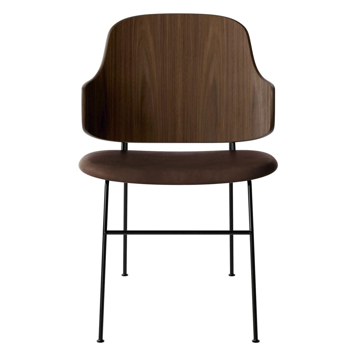 Chaise de salle à manger en chêne et laine Mid-Century avec dossier organique en forme de coque pour salle à manger