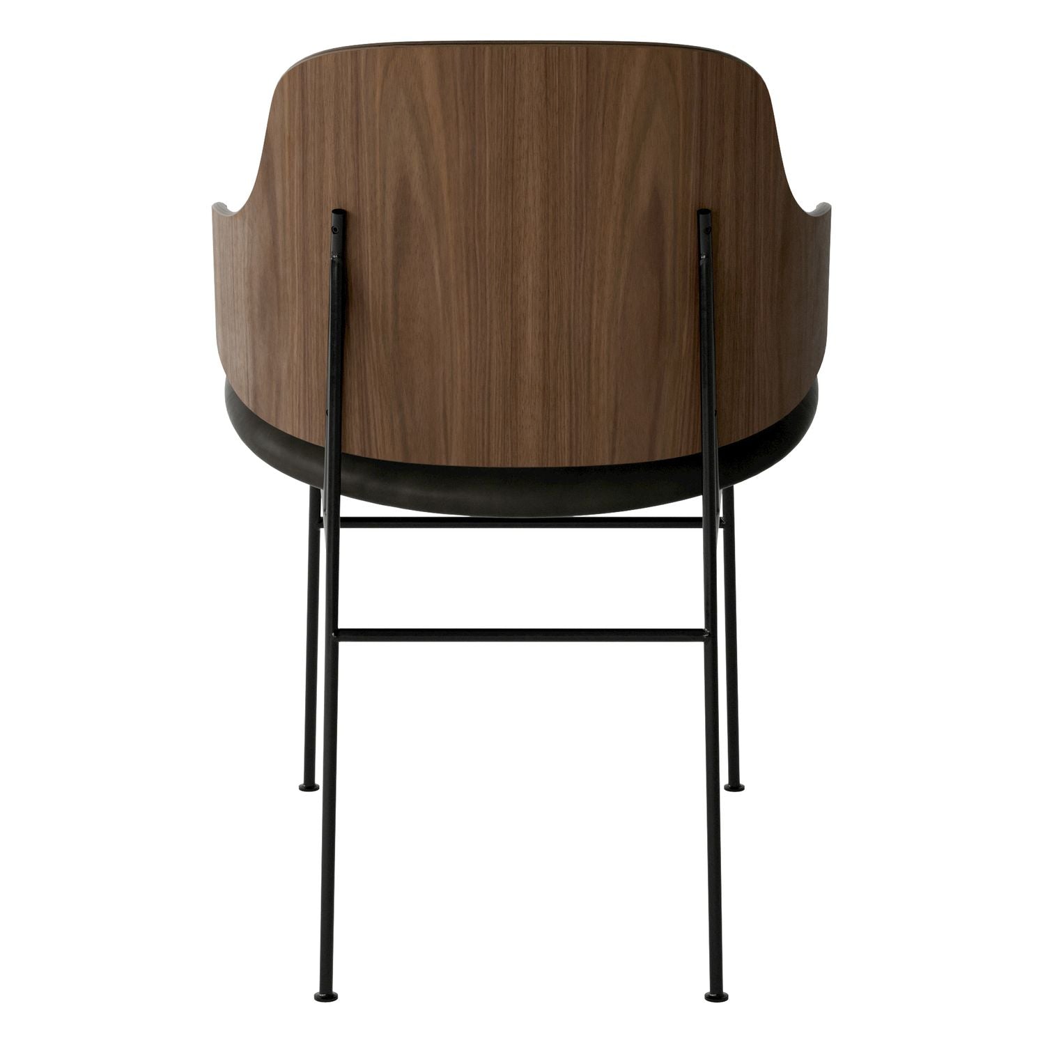 Chaise de salle à manger en chêne et laine Mid-Century avec dossier organique en forme de coque pour salle à manger
