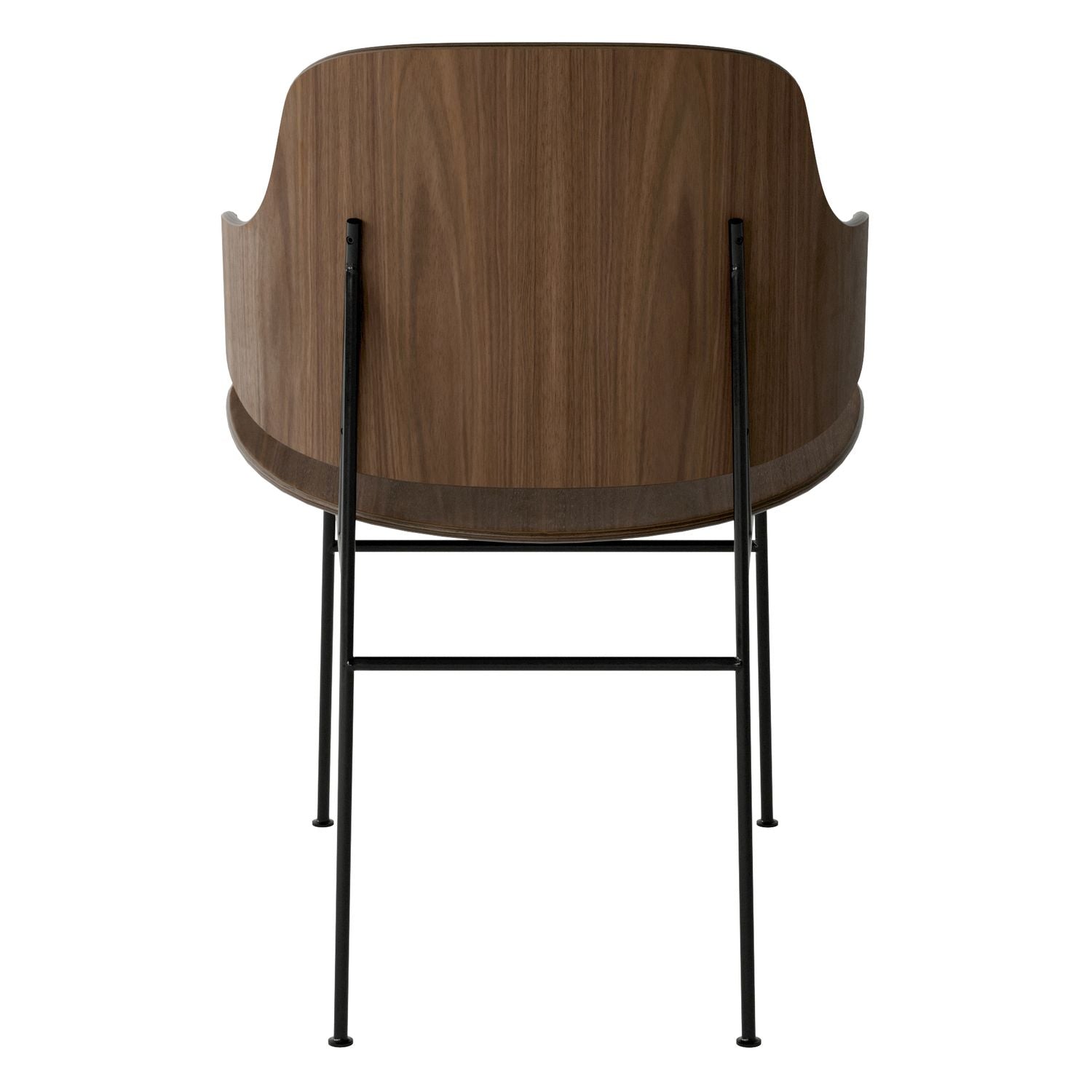 Chaise de salle à manger en chêne et laine Mid-Century avec dossier organique en forme de coque pour salle à manger