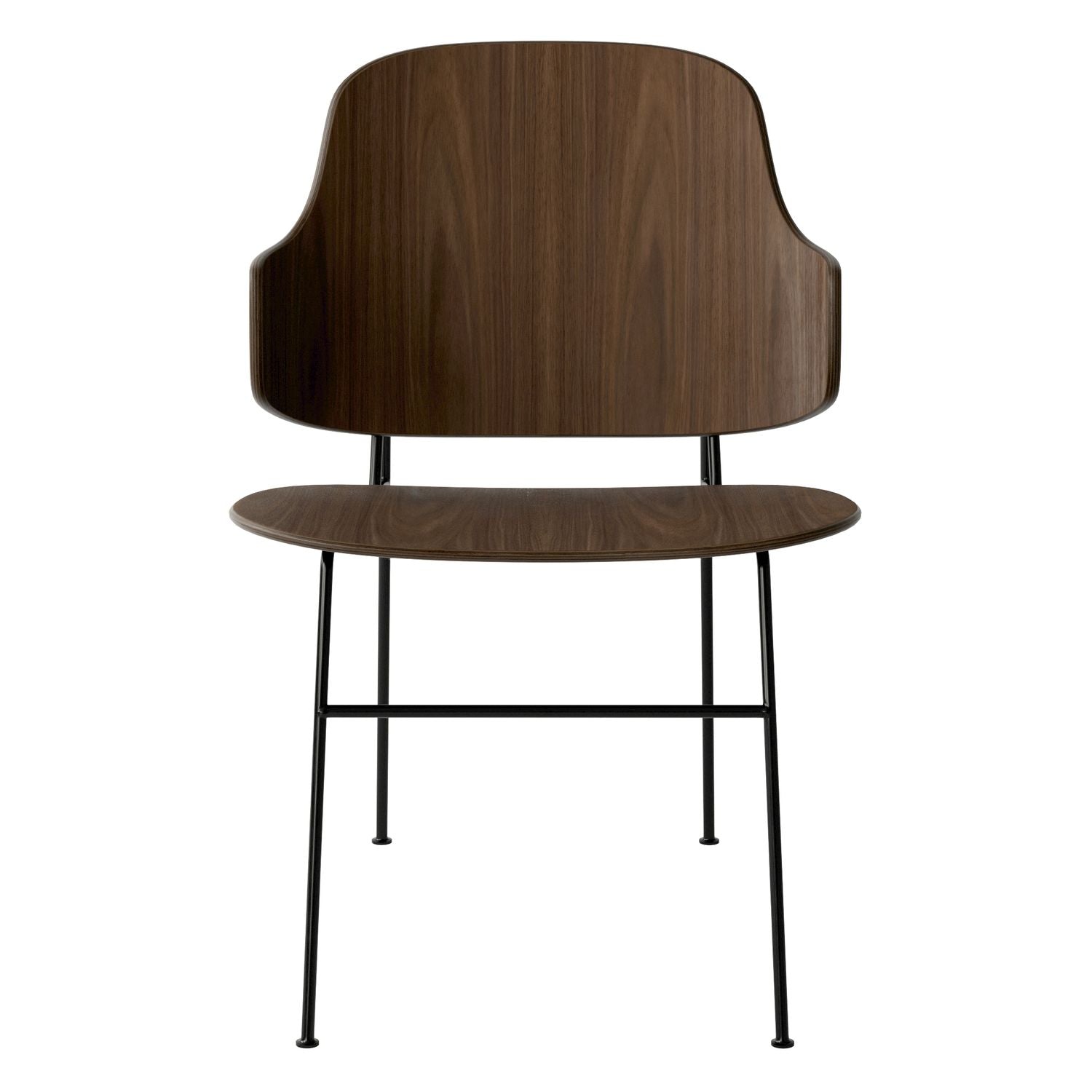 Chaise de salle à manger en chêne et laine Mid-Century avec dossier organique en forme de coque pour salle à manger