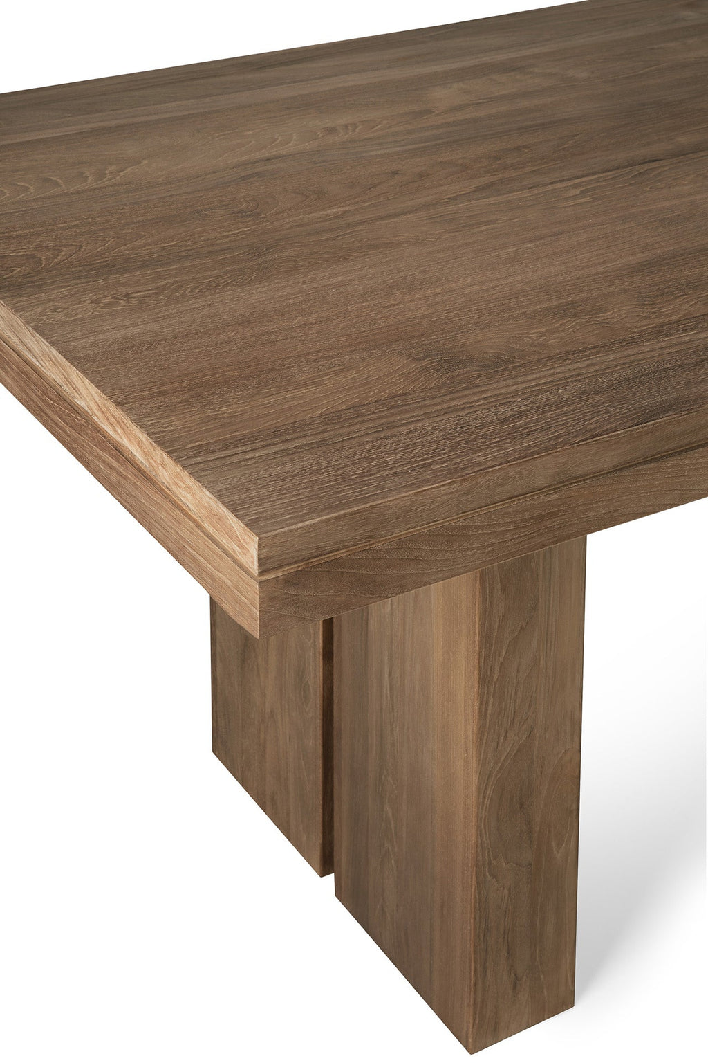 Table à manger extensible en teck massif rustique avec rallonge papillon pour salle à manger