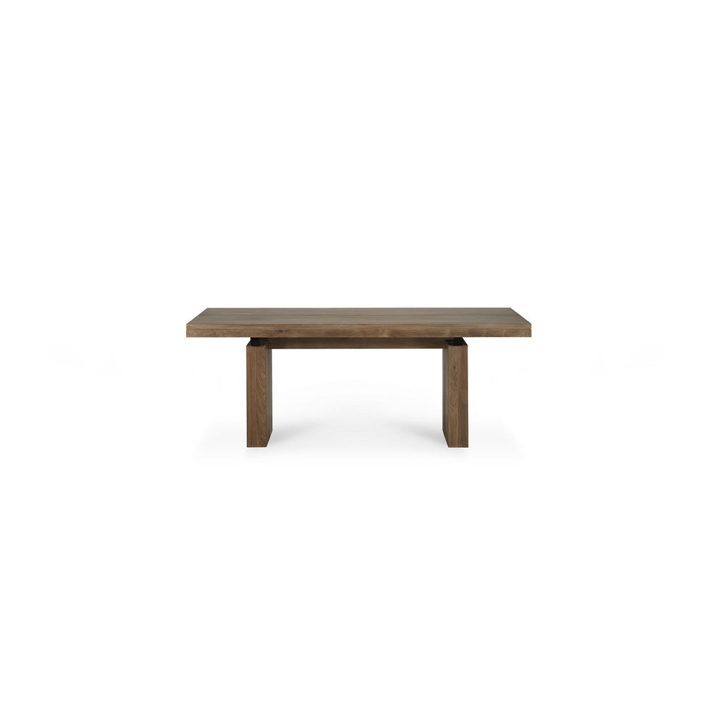 Table à manger extensible en teck massif rustique avec rallonge papillon pour salle à manger