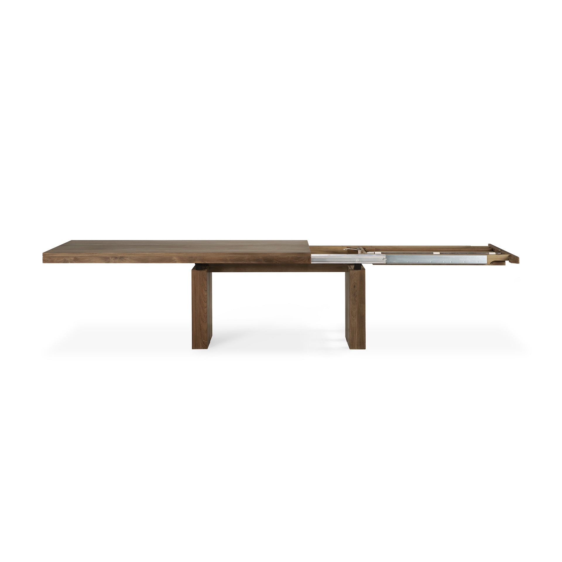 Table à manger extensible en teck massif rustique avec rallonge papillon pour salle à manger