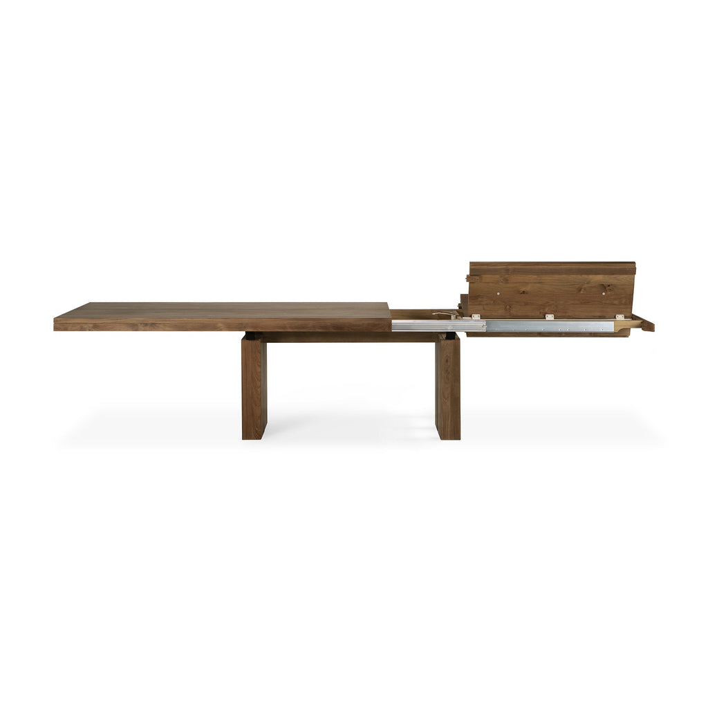 Table à manger extensible en teck massif rustique avec rallonge papillon pour salle à manger