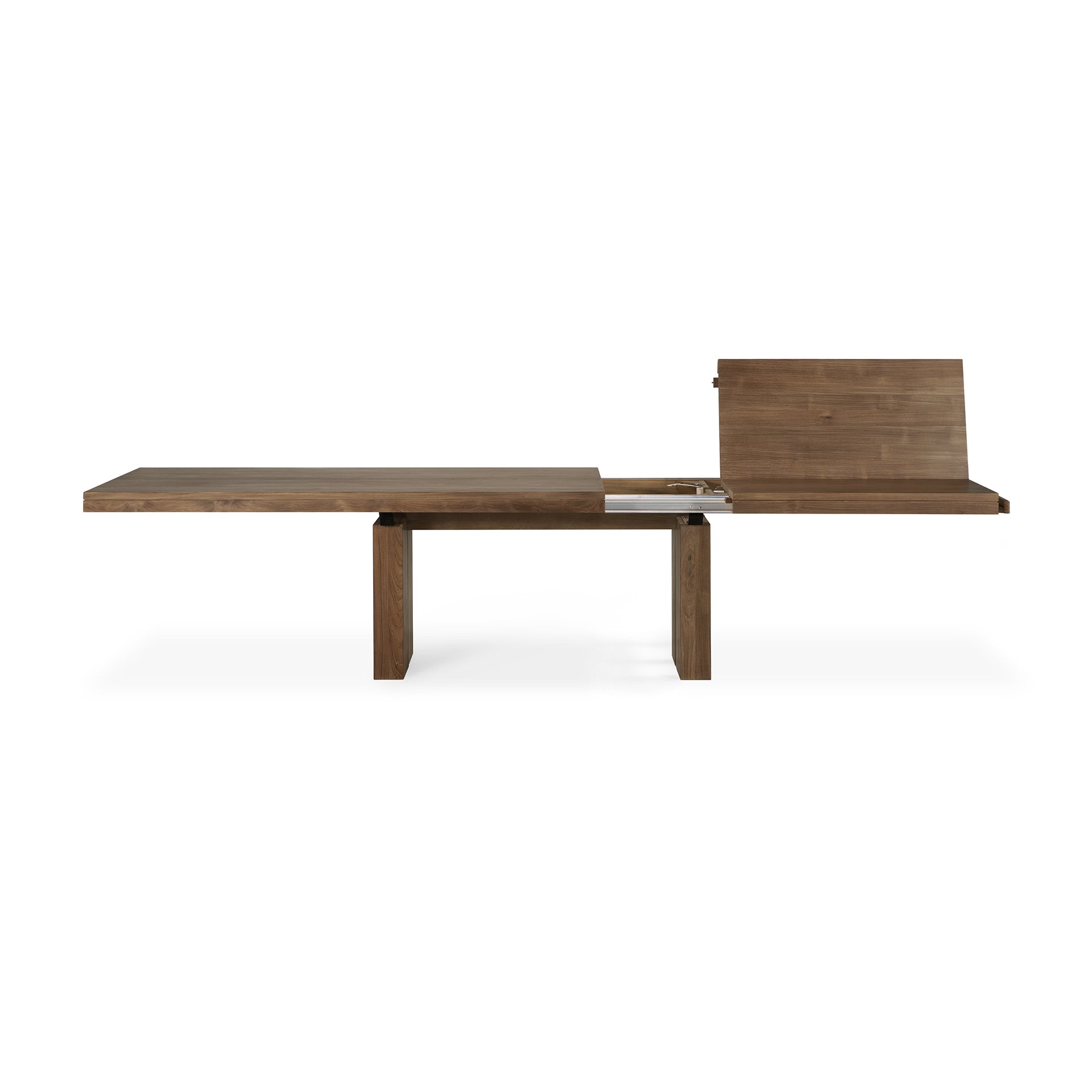 Table à manger extensible en teck massif rustique avec rallonge papillon pour salle à manger