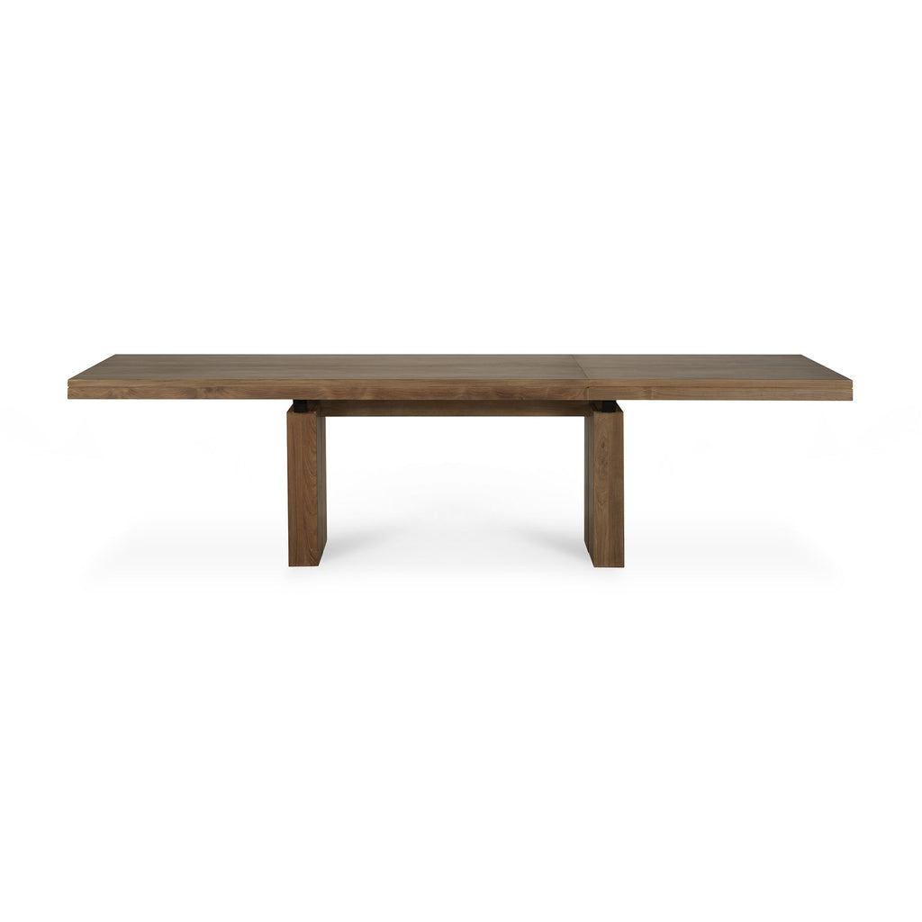 Table à manger extensible en teck massif rustique avec rallonge papillon pour salle à manger