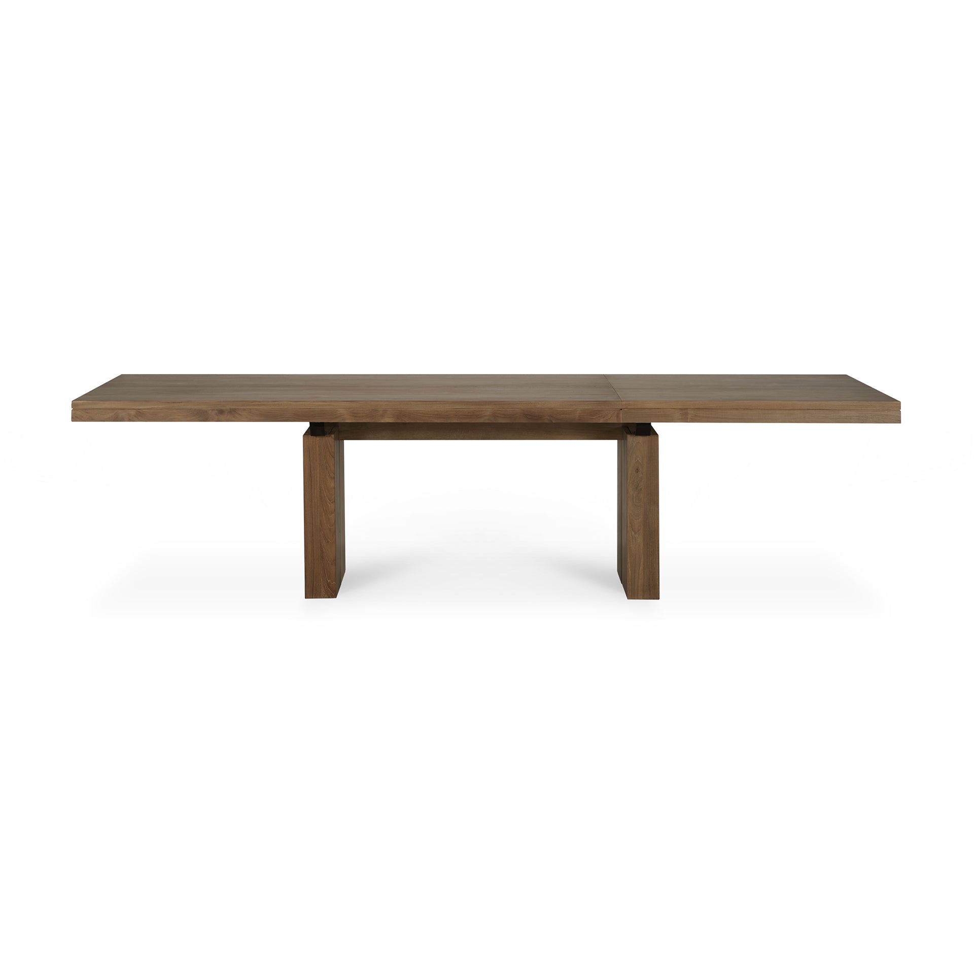 Table à manger extensible en teck massif rustique avec rallonge papillon pour salle à manger