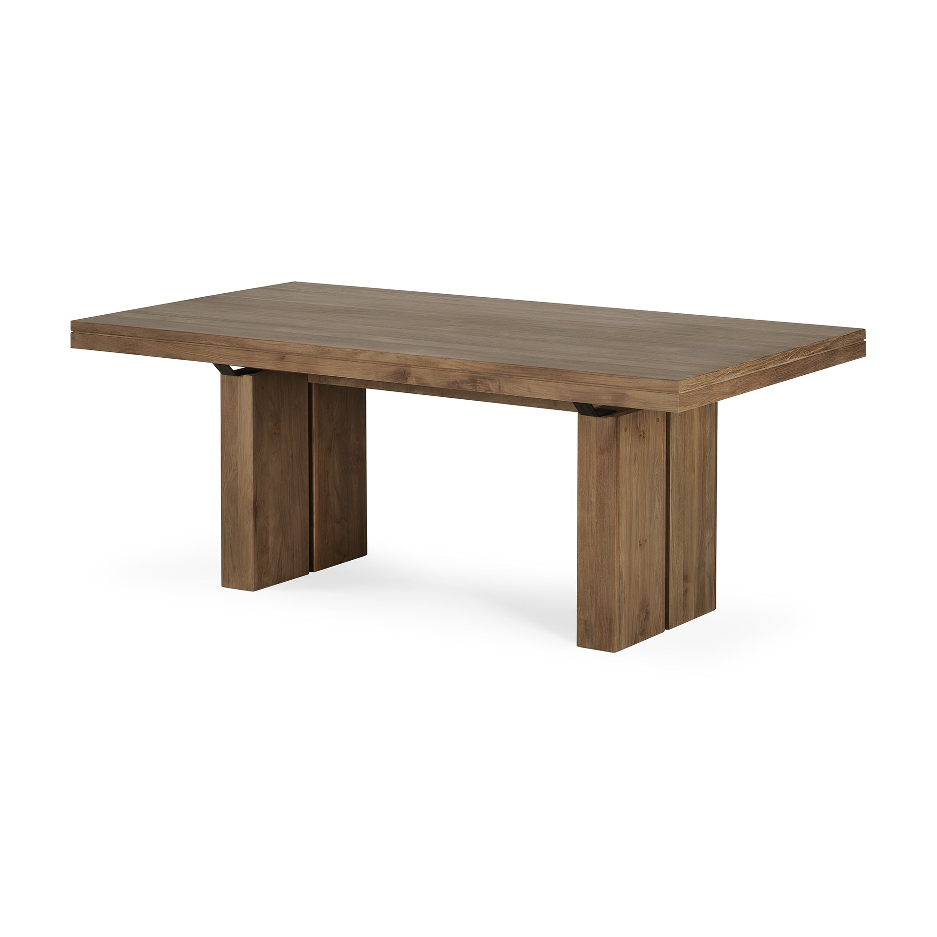 Table à manger extensible en teck massif rustique avec rallonge papillon pour salle à manger